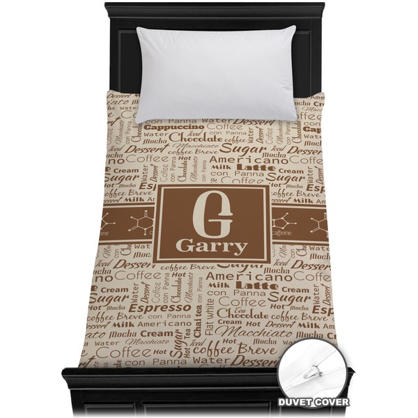 Custom Coffee Lover Duvet Cover - Twin (Personalized)