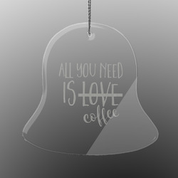 Coffee Lover Engraved Glass Ornament - Bell