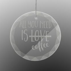 Coffee Lover Engraved Glass Ornament - Round