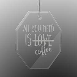 Coffee Lover Engraved Glass Ornament - Octagon