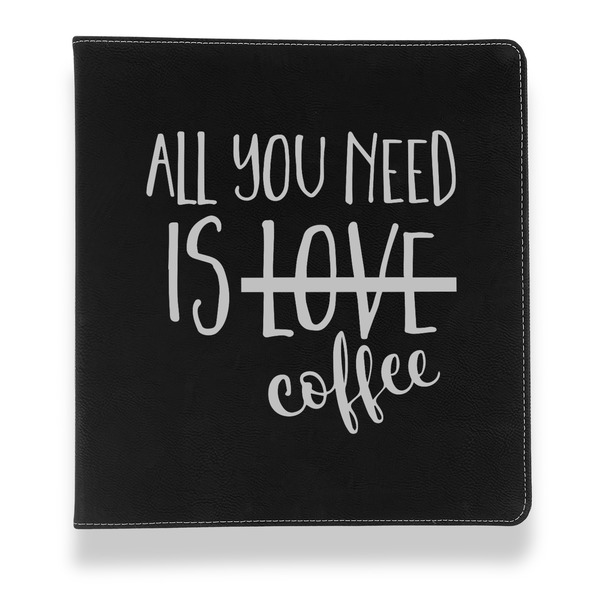 Custom Coffee Lover Leather Binder - 1" - Black (Personalized)