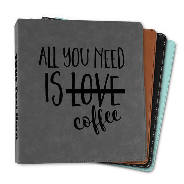 Custom Coffee Lover Leather Binder - 1" (Personalized)