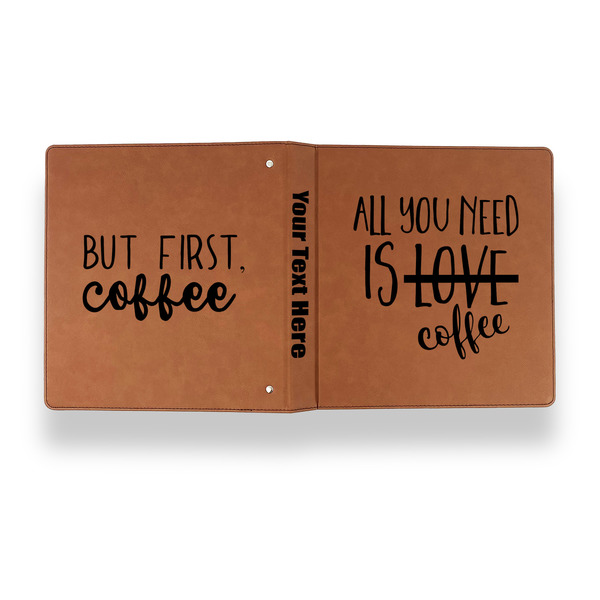 Coffee Lover Leather Binder - 1" - Rawhide - Back Spine Front View