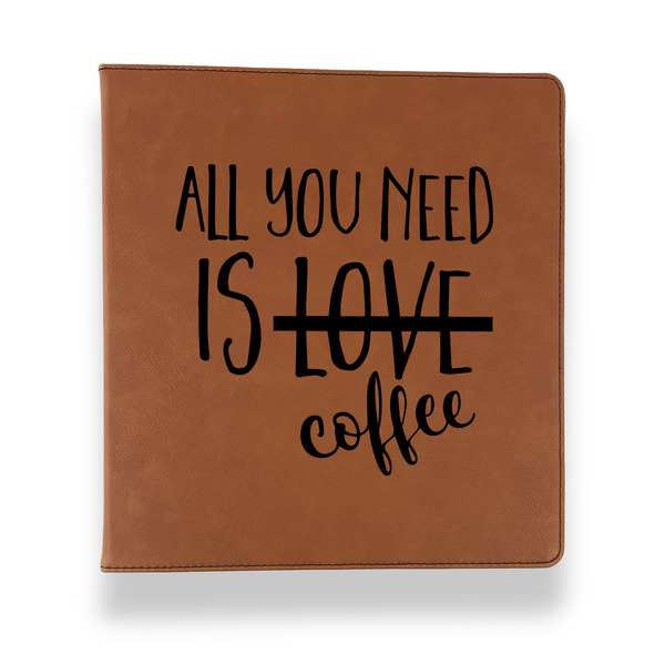Custom Coffee Lover Leather Binder - 1" - Rawhide (Personalized)