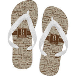 Coffee Lover Flip Flops - Large (Personalized)