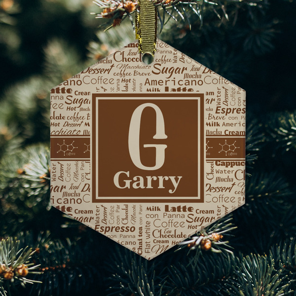 Coffee Lover Frosted Glass Ornament - Hexagon (Lifestyle)