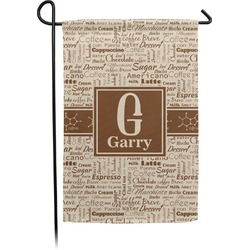 Coffee Lover Small Garden Flag - Double Sided w/ Name and Initial