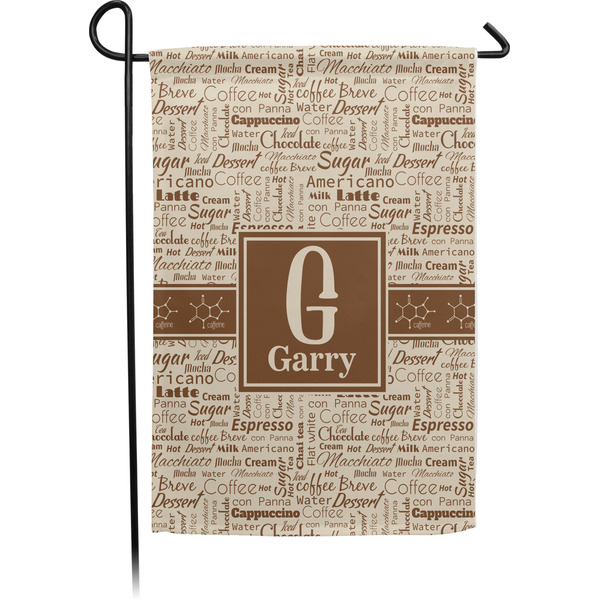 Custom Coffee Lover Small Garden Flag - Single Sided w/ Name and Initial