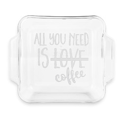 Coffee Lover Glass Cake Dish with Truefit Lid - 8in x 8in