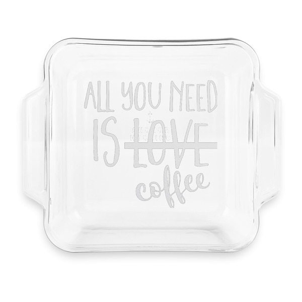 Custom Coffee Lover Glass Cake Dish with Truefit Lid - 8in x 8in
