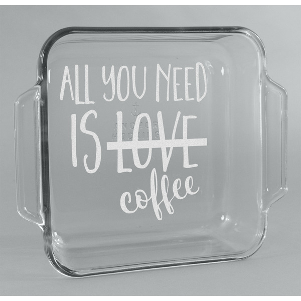 Custom Coffee Lover Glass Cake Dish - 8in x 8in