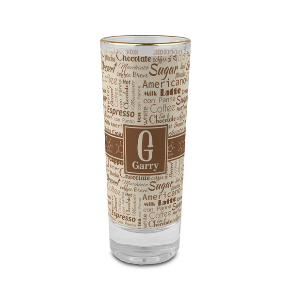 Custom Coffee Lover 2 oz Shot Glass - Glass with Gold Rim (Personalized)