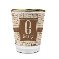 Coffee Lover Glass Shot Glass - 1.5 oz - with Gold Rim - Set of 4 (Personalized)