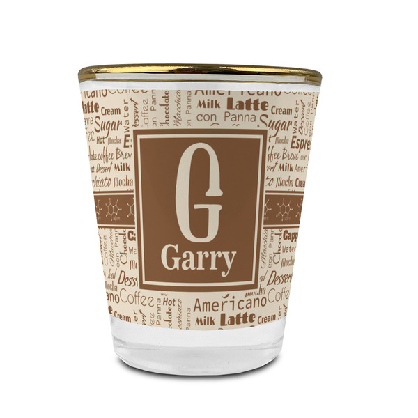 Coffee Lover Glass Shot Glass - With gold rim - FRONT