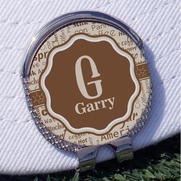 Coffee Lover Golf Ball Marker Hat Clip - Silver - Front