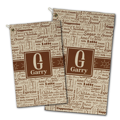 Coffee Lover Golf Towel - Poly-Cotton Blend w/ Name and Initial