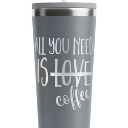 Coffee Lover RTIC Everyday Tumbler with Straw - 28oz - Grey - Single-Sided