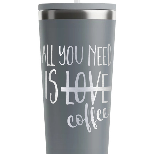 Coffee Lover Grey RTIC Everyday Tumbler - 28 oz. - Close Up