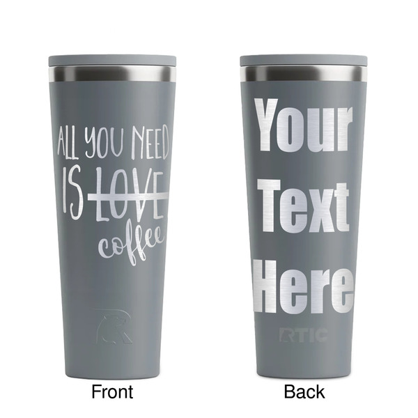 Coffee Lover Grey RTIC Everyday Tumbler - 28 oz. - Front and Back