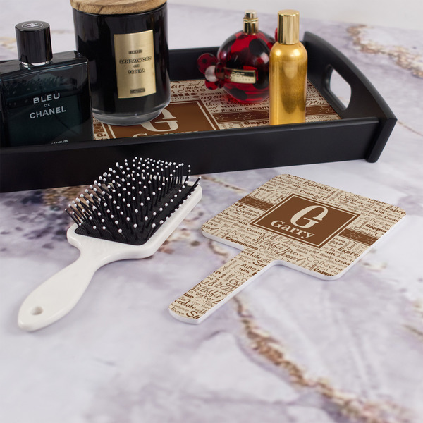 Coffee Lover Hand Mirror - With Hair Brush
