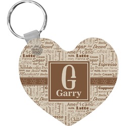 Coffee Lover Heart Plastic Keychain w/ Name and Initial