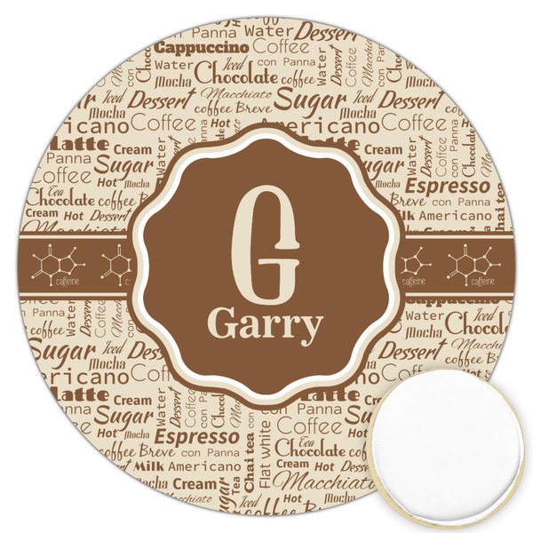 Custom Coffee Lover Printed Cookie Topper - 3.25" (Personalized)