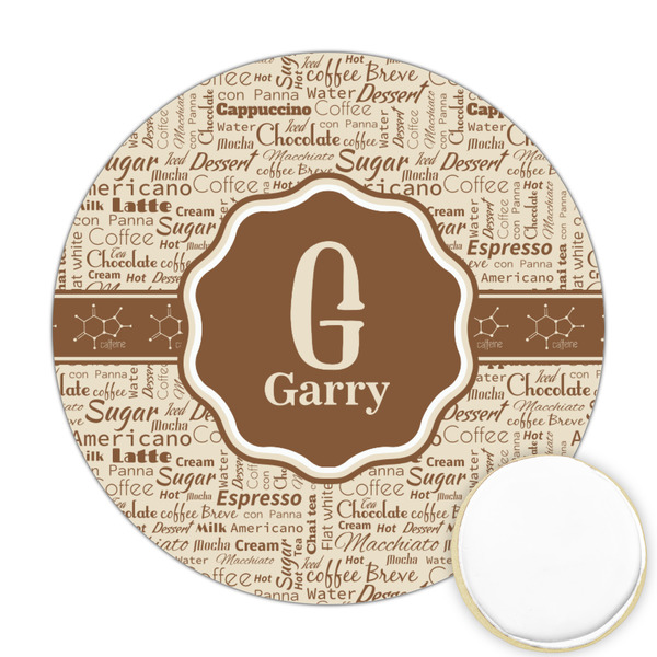 Custom Coffee Lover Printed Cookie Topper - Round (Personalized)