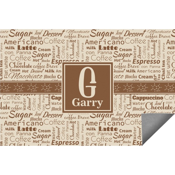 Custom Coffee Lover Indoor / Outdoor Rug - 6'x8' w/ Name and Initial