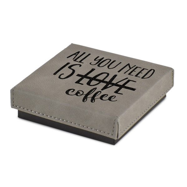 Custom Coffee Lover Jewelry Gift Box - Engraved Leather Lid