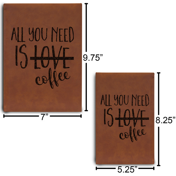 Coffee Lover Journal Size Comparisons w/ Dimensions