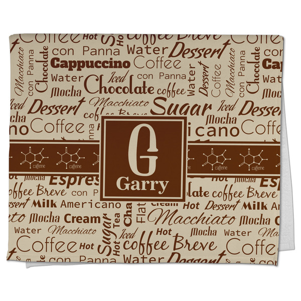 Custom Coffee Lover Kitchen Towel - Poly Cotton w/ Name and Initial