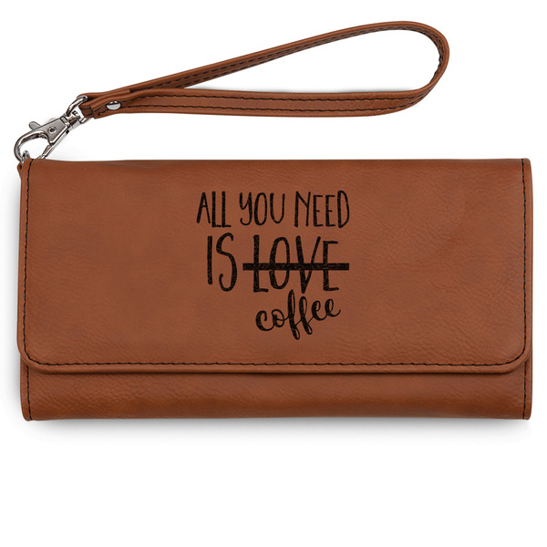Custom Coffee Lover Ladies Leatherette Wallet - Laser Engraved