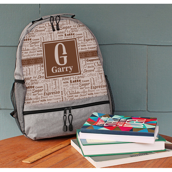 Coffee Lover Large Backpack - Gray - On Desk