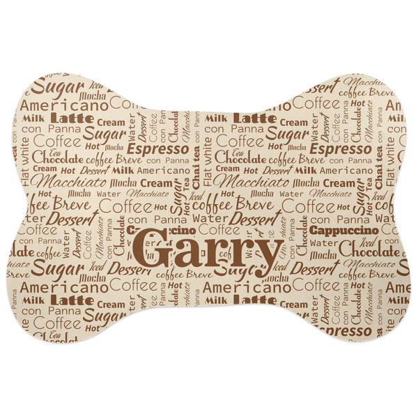 Custom Coffee Lover Bone Shaped Dog Food Mat (Personalized)