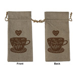 Coffee Lover Large Burlap Gift Bag - Front & Back