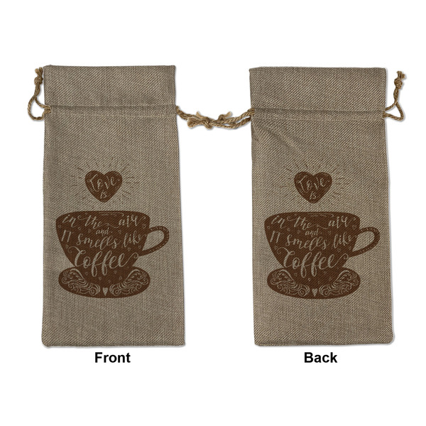 Custom Coffee Lover Large Burlap Gift Bag - Front & Back