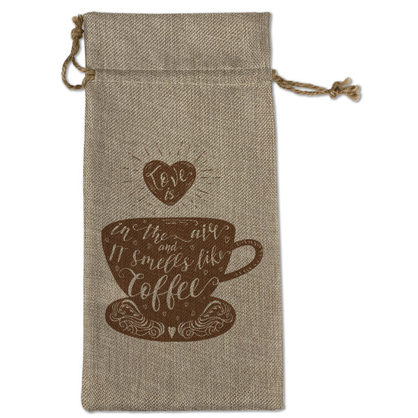 Custom Coffee Lover Large Burlap Gift Bag - Front