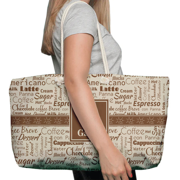 Coffee Lover Large Rope Tote Bag - In Context View