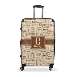 Coffee Lover Suitcase - 28" Large - Checked w/ Name and Initial
