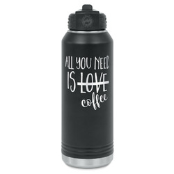 Coffee Lover Water Bottle - Laser Engraved - Front