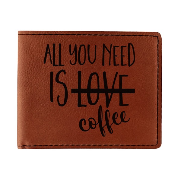 Custom Coffee Lover Leatherette Bifold Wallet - Single Sided
