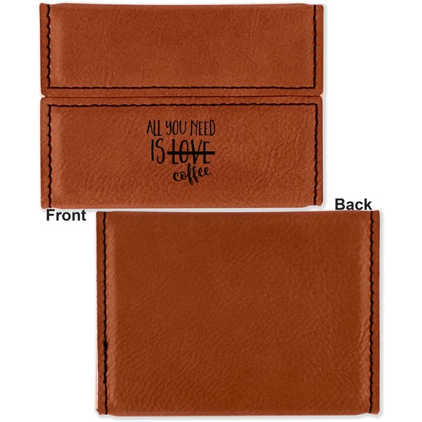 Coffee Lover Leather Business Card Holder Front Back Single Sided - Apvl