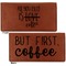 Coffee Lover Leather Checkbook Holder Front and Back