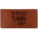 Coffee Lover Leatherette Checkbook Holder - Double Sided