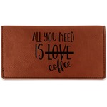 Coffee Lover Leatherette Checkbook Holder - Single Sided