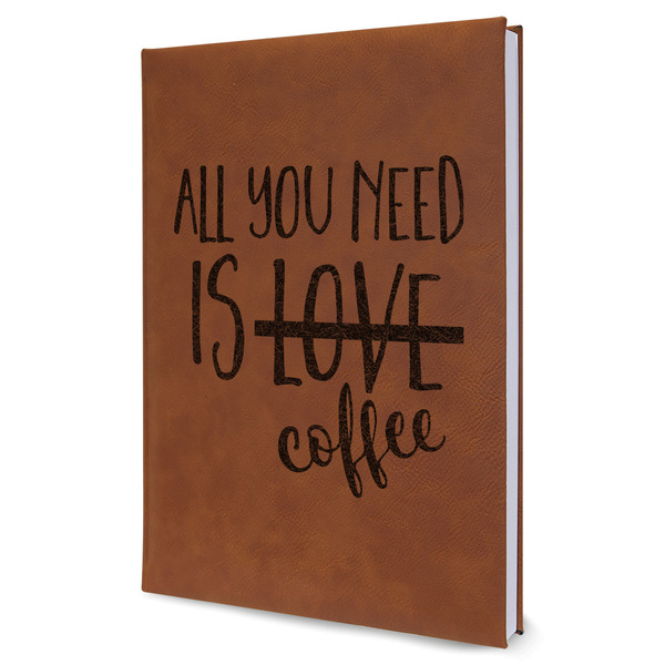 Custom Coffee Lover Leather Sketchbook - Large - Single Sided