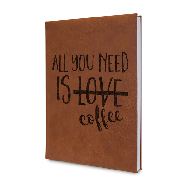 Custom Coffee Lover Leather Sketchbook - Small - Double Sided
