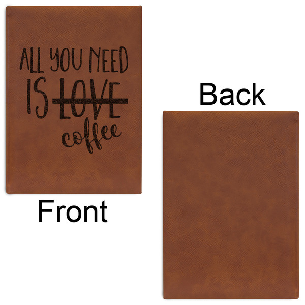 Coffee Lover Leatherette Journal - Large - Single Sided - Front & Back View