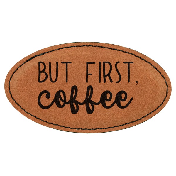 Custom Coffee Lover Leatherette Oval Name Badge with Magnet