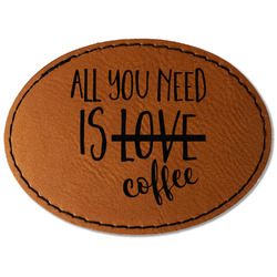 Coffee Lover Faux Leather Iron On Patch - Oval